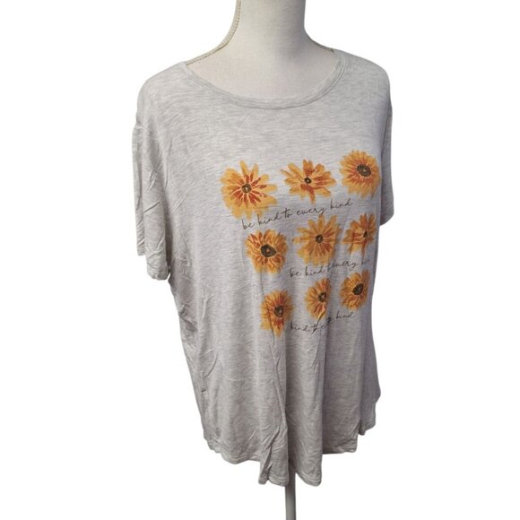 Maurices Be Kind Flower Tee Shirt Womens XL Daisy Sun Floral Nice Equality Gray - Picture 8 of 8